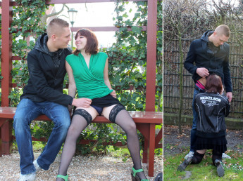 Hemelse Janine pijpt in het park